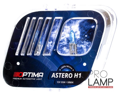 Галогеновые лампы Optima Astero H1 +80%