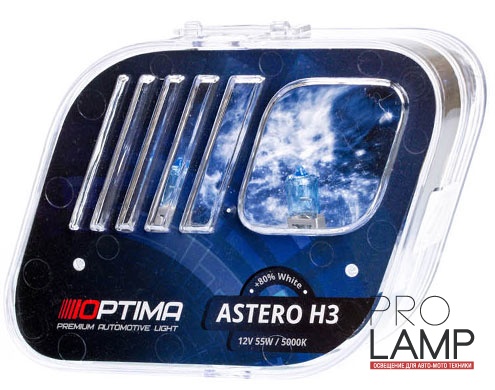 Галогеновые лампы Optima Astero H3 +80%
